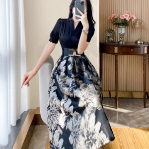vestido-de-una-sola-pieza-con-falda-floral-jacquard-vestido-jazmin