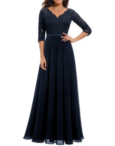 vestido-de-fiesta-largo-azul-marino-con-top-de-encaje-y-manga-3-4